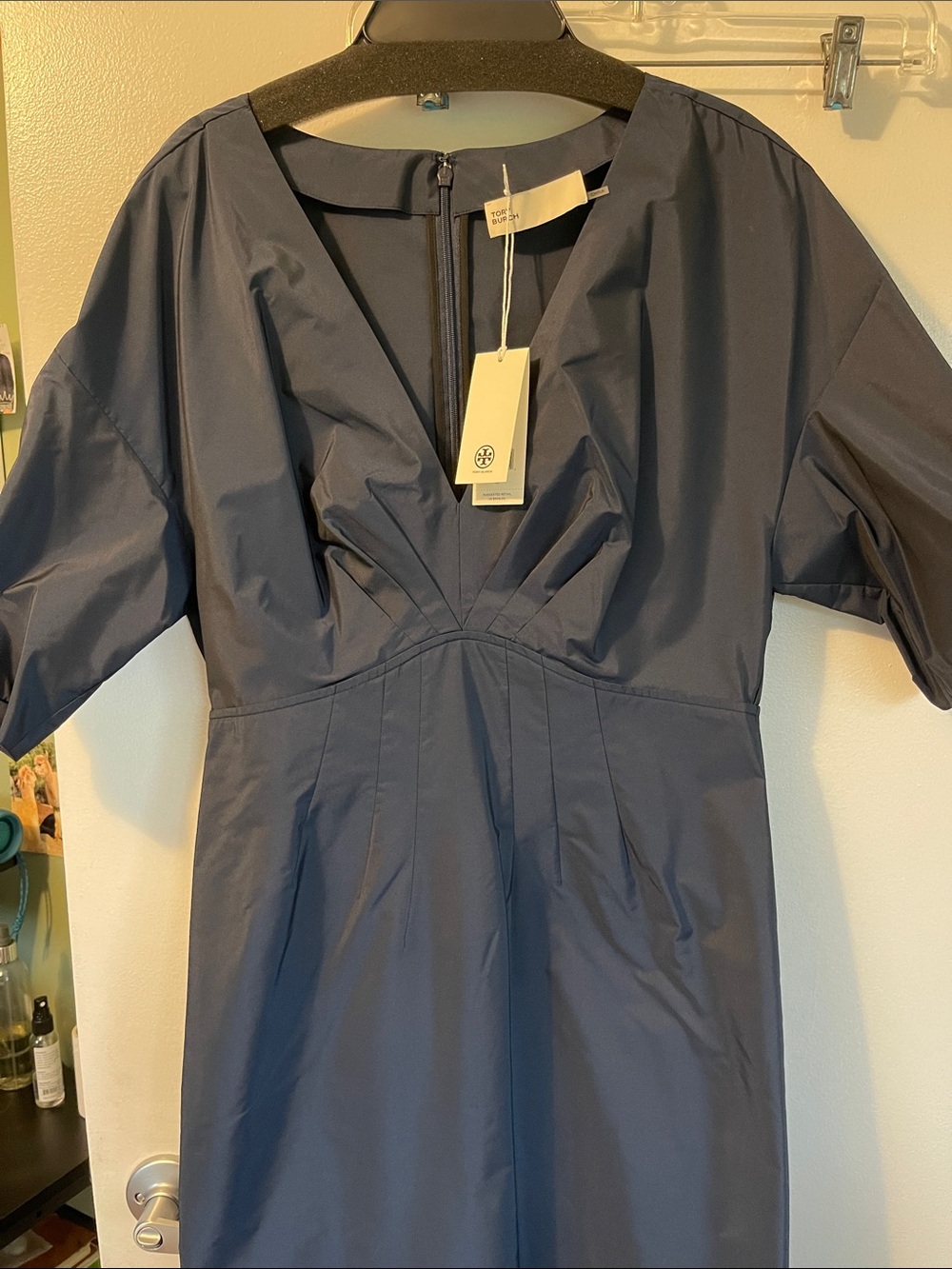 Tory Burch Deep Navy V-Neck Midi Dress